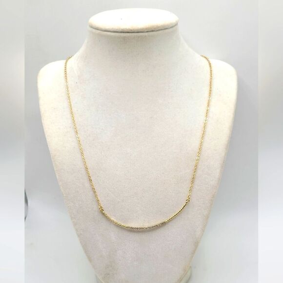 Loft Curved bar necklace, goldtone with rhinestones, adjustable length - Picture 5 of 8